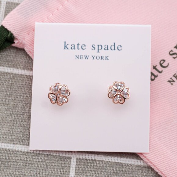 kate spade Jewelry - Kate Spade That Sparkle Clover Stud Earrings in Rose Gold. NEW!